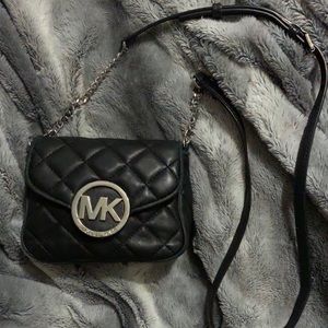 MICHAEL KORS black quilted logo crossbody purse